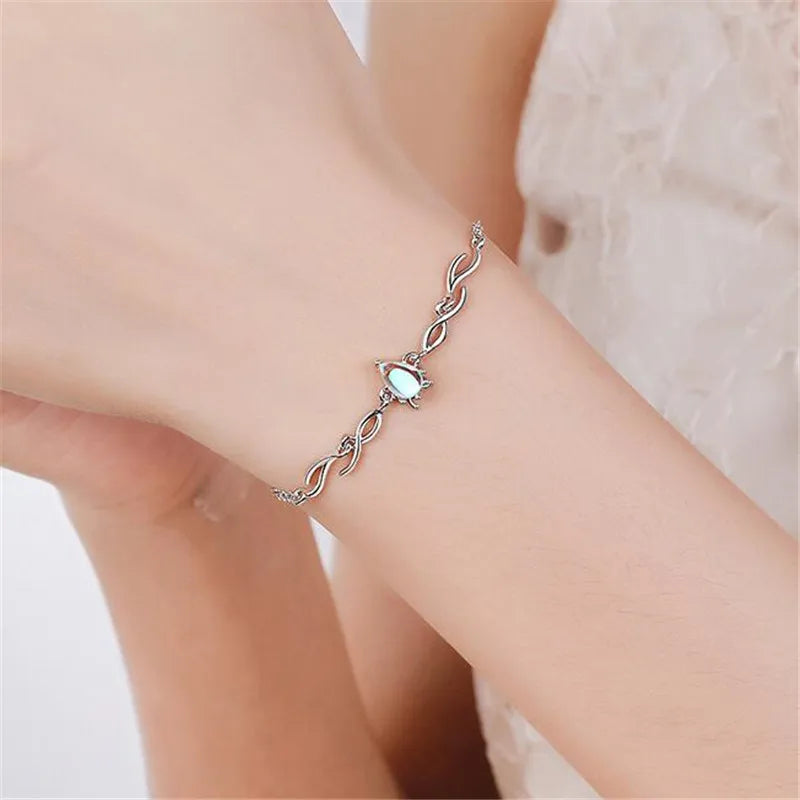 Simulated Moonstone Deer Bracelet, 925 Sterling Silver, photo 5