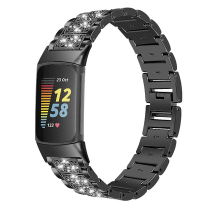Elegant metal band with rhinestones for Fitbit Charge 6, 5, 4, 3, perfect smartwatch accessory from Bandsco.