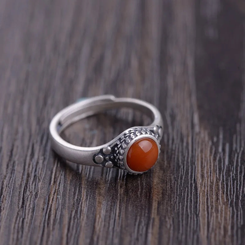 Carnelian oval ring, front view