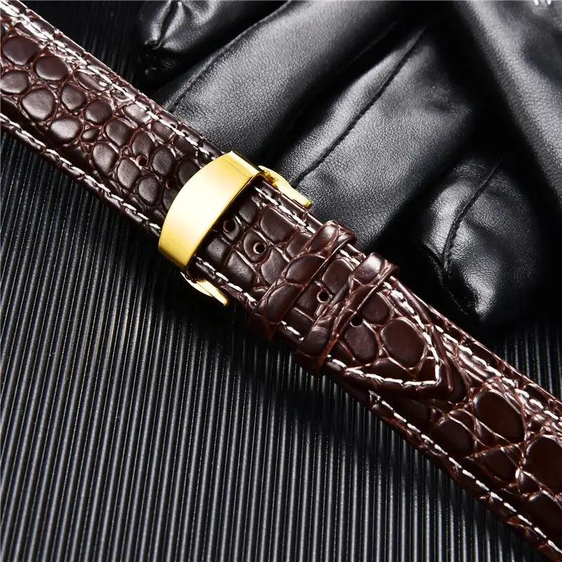 Embossed leather strap clasp detail for compatible Huawei watches