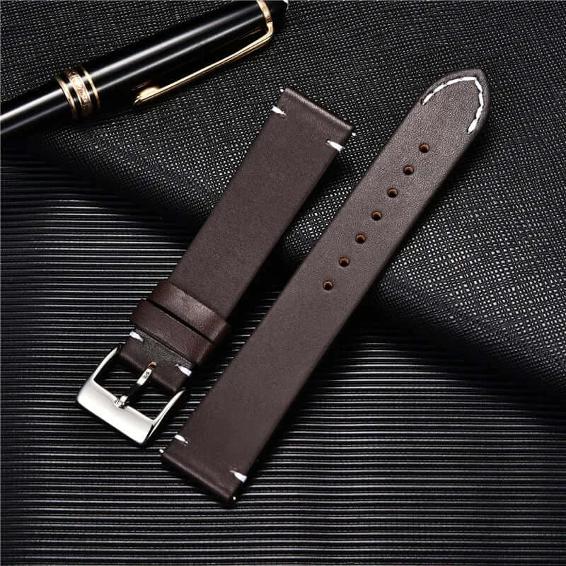Dark brown minimal-stitch leather band