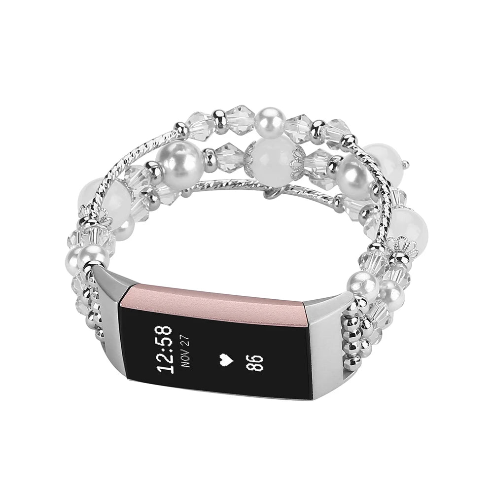 Fashion beaded strap for Fitbit Charge 4 and 3, combining elegance and comfort for your smartwatch.