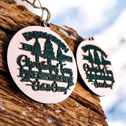 Light Pink with Green Handcrafted 3D Wooden Christmas Ornaments Farm Fresh Imperfect Set Tree Hanging Holiday Decor
