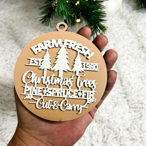 Gold with White Handcrafted 3D Wooden Christmas Ornaments Farm Fresh Imperfect Set Tree Hanging Holiday Decor