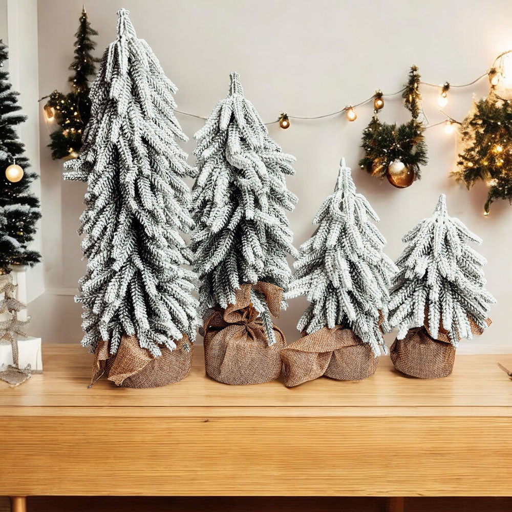 Snow Flocked Artificial Christmas Trees Realistic Mini Holiday Home Decor by Cerise Thalassa