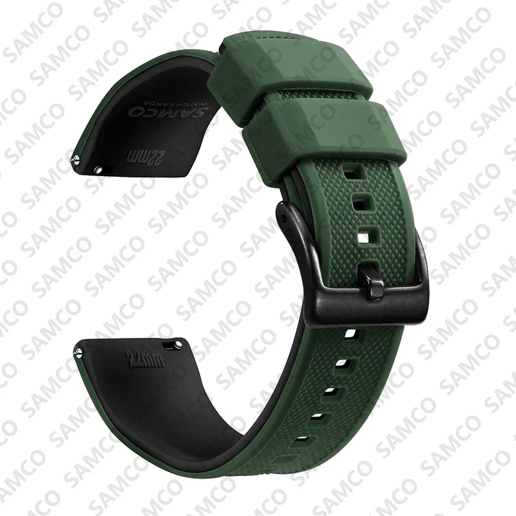 COROS Textured Silicone Watch Band with Buckle Choices - Army Green / Black - Black Buckle