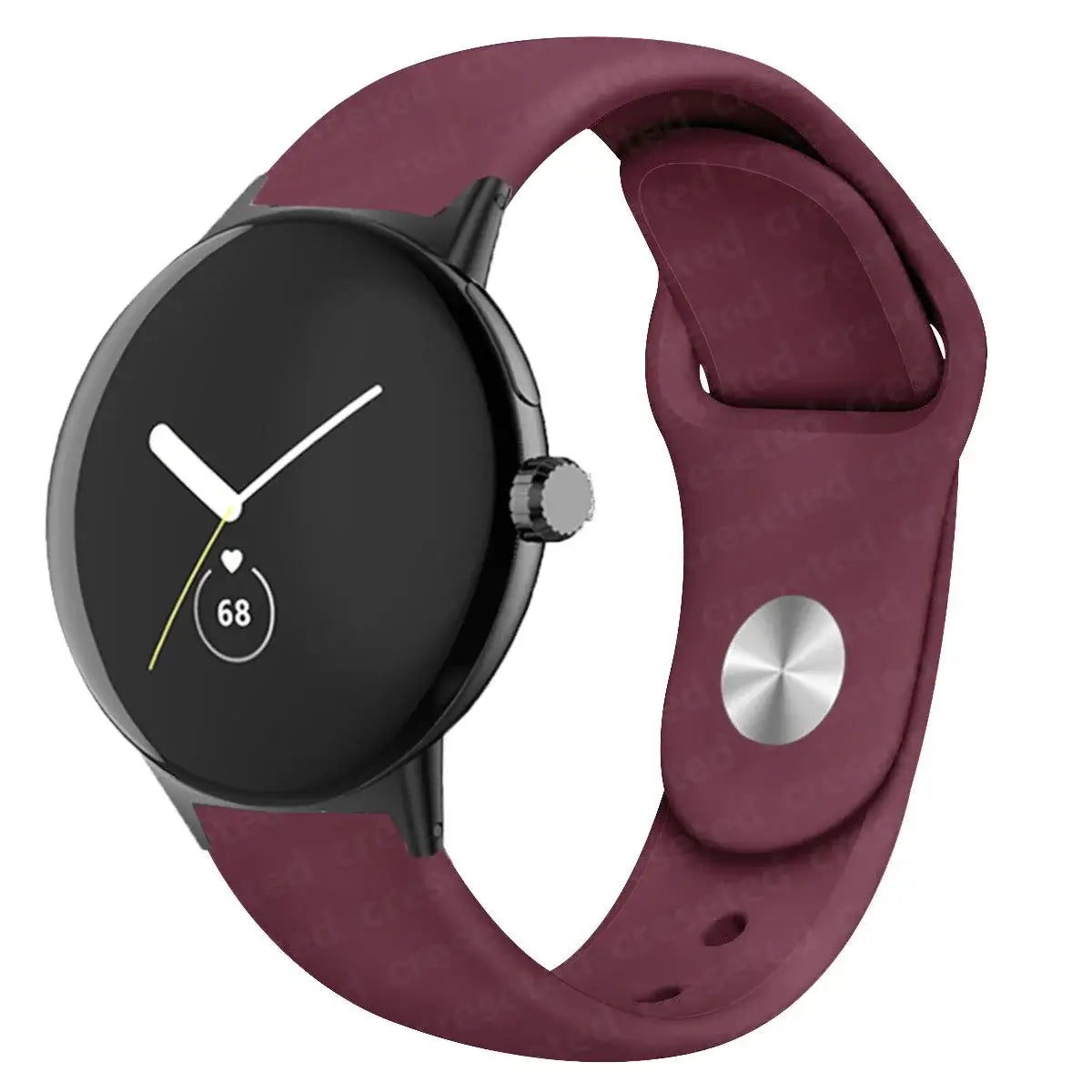 Round Stud Silicone Google Pixel Watch Band in Burgundy