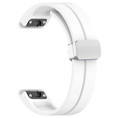 Garmin silicone smartwatch strap in white, designed for comfort and durability with quick fit adjustment.