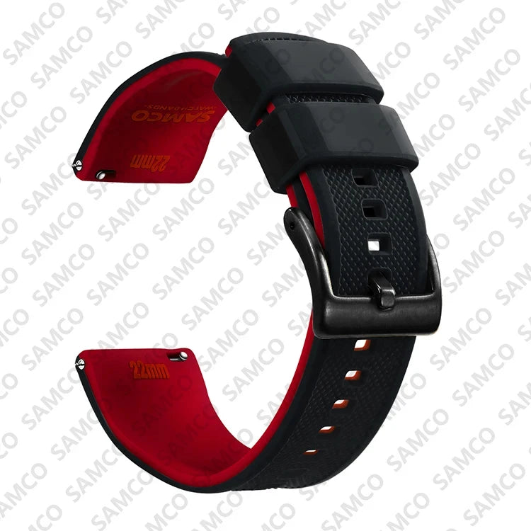 Polar Textured Silicone Band with Buckle Choices – Black / Red / Black Buckle