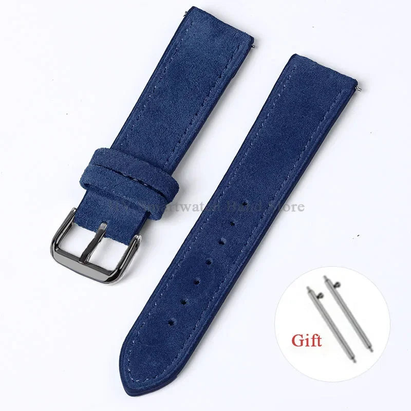 Motorola Moto Suede Leather Band with Buckle Options — Navy Blue / Black Buckle