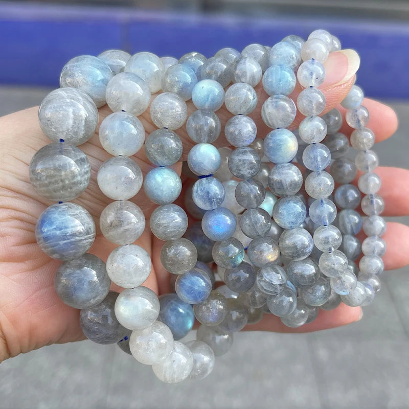Gray Moonstone Bead Bracelet, Stretch, photo 3