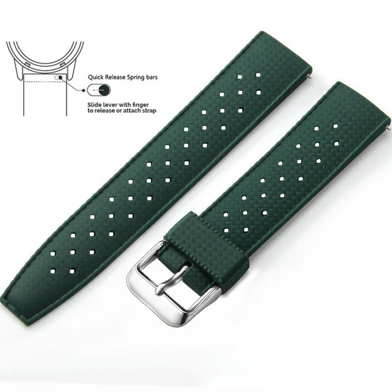 Tropic Silicone Band for Polar – Forest Green / Silver Buckle (Option 1)