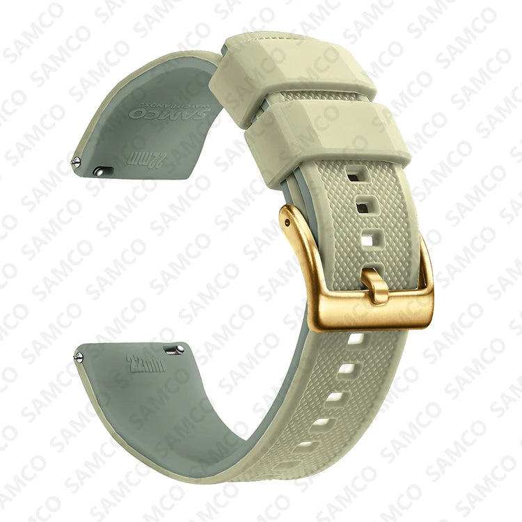 COROS Textured Silicone Watch Band with Buckle Choices - Light Sage - Gold Buckle