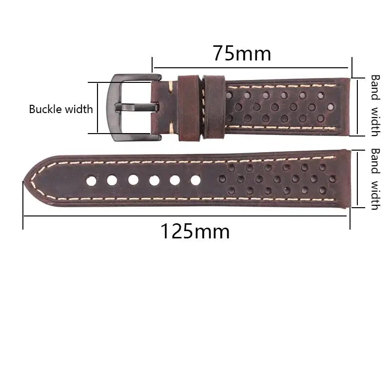TicWatch Perforated Leather Rally Band - Strap dimensions