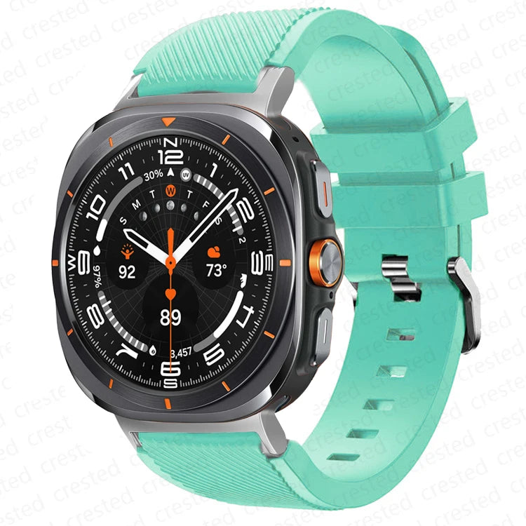 Samsung Galaxy Silicone Sport Watch Band - 20mm/Ultra+Ultra2 in mint green, designed for Samsung Galaxy Watch models.