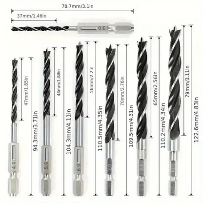 Brad point drill bit lengths and sizes