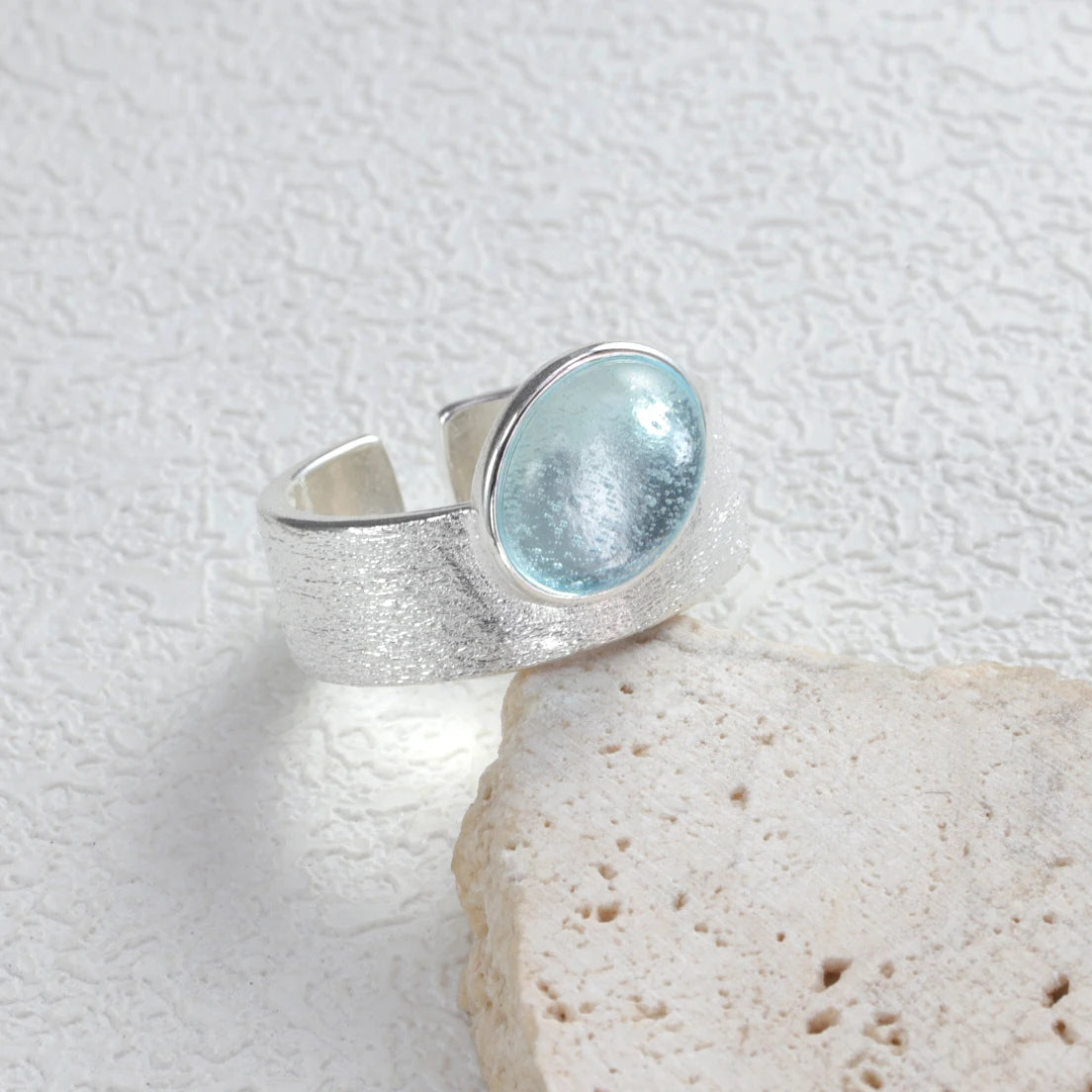Simulated Moonstone Ring, Adjustable, 925 Sterling Silver, photo 2