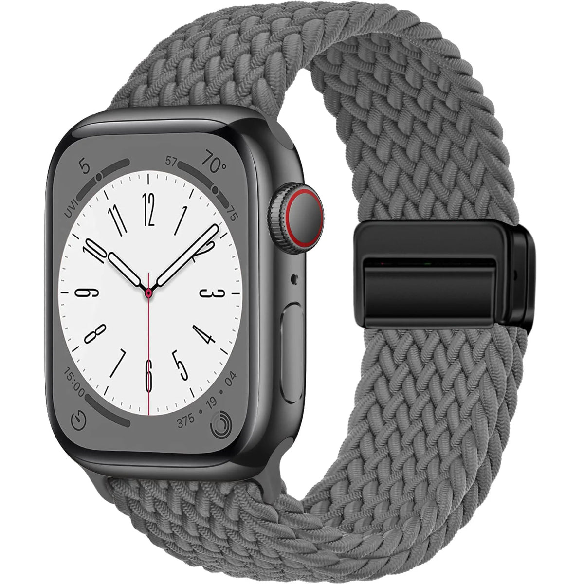 Braided Nylon Apple Watch Band with Magnetic Clasp in Gray