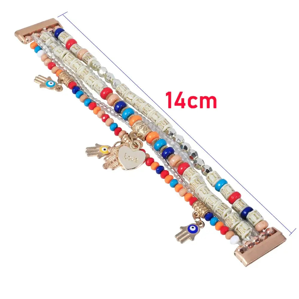 Fitbit Versa & Sense Beaded Stretch Charm Band - Multicolor bracelet length diagram