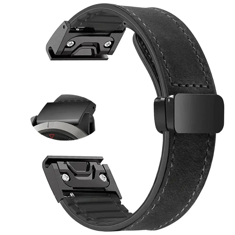 Garmin QuickFit Magnetic Leather Band in Black - Style 1