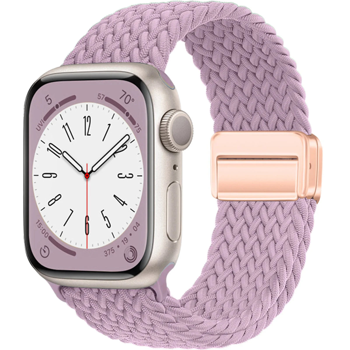 Braided Nylon Apple Watch Band with Magnetic Clasp in Lavender