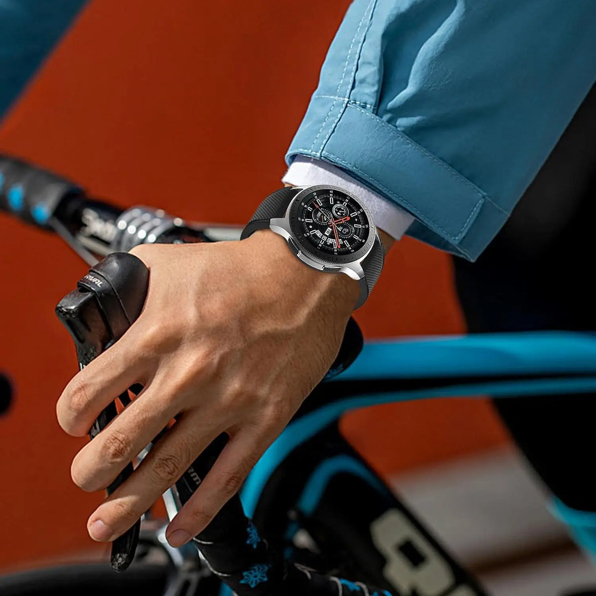Motorola Moto Textured Silicone Band with Wide Keeper – band worn while cycling