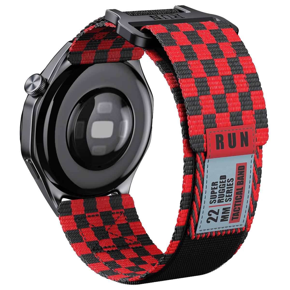 Red and black checked nylon strap on watch for COROS – BandsCo Straps