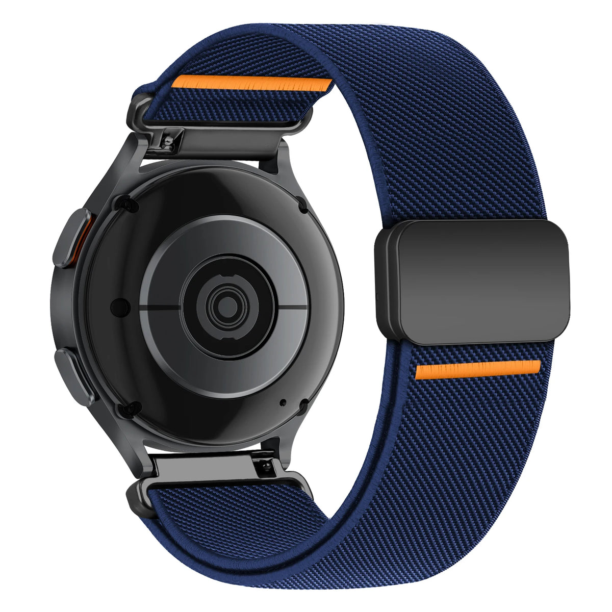 COROS Nylon Band with Magnetic Clasp and Orange Accents – Navy Blue