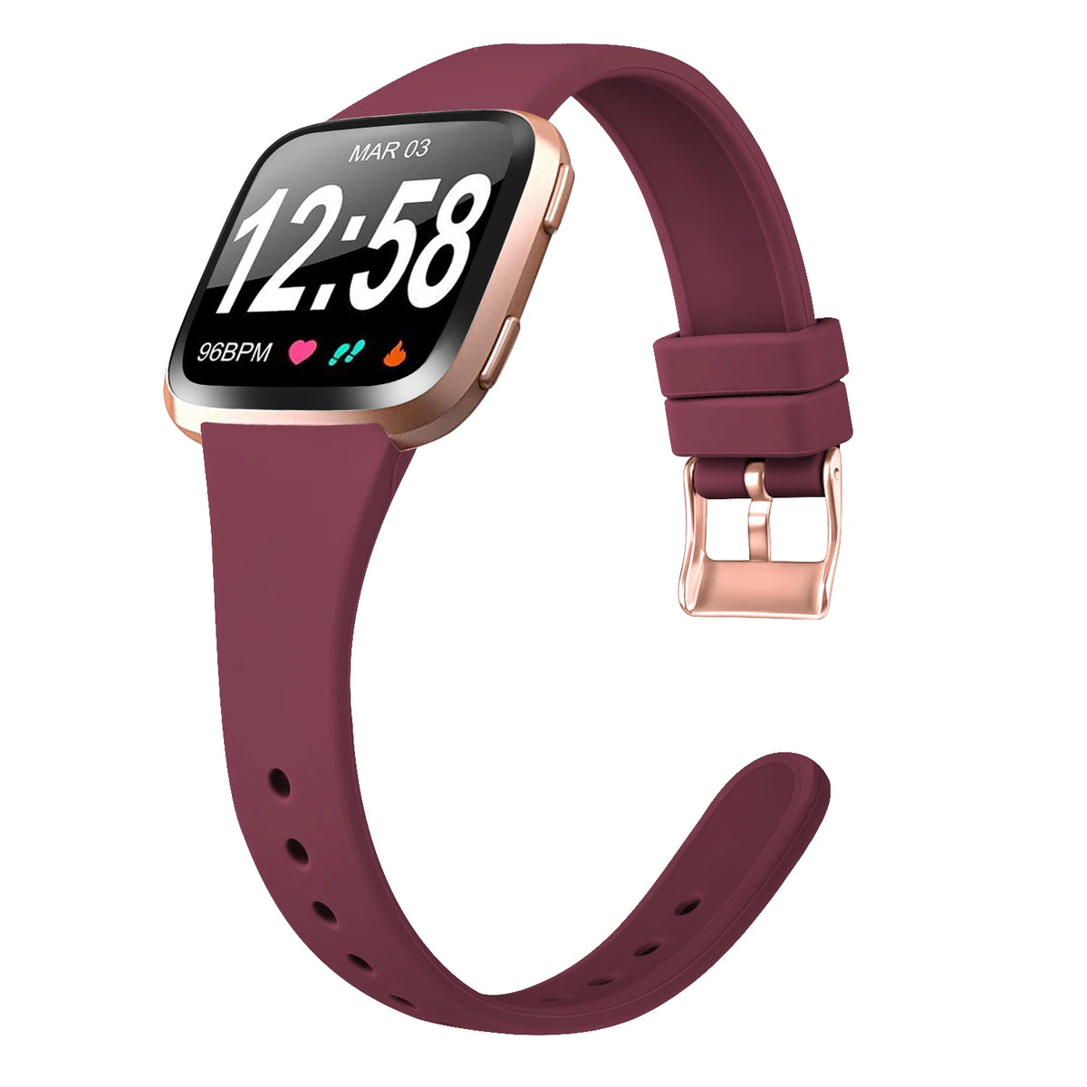 Fitbit Versa 2 Slim Silicone Buckle Band - Burgundy