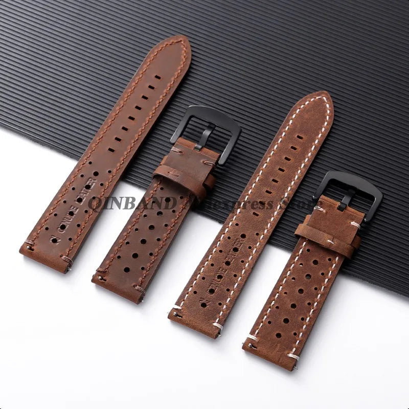 Brown leather straps with contrasting stitching for COROS – BandsCo Straps