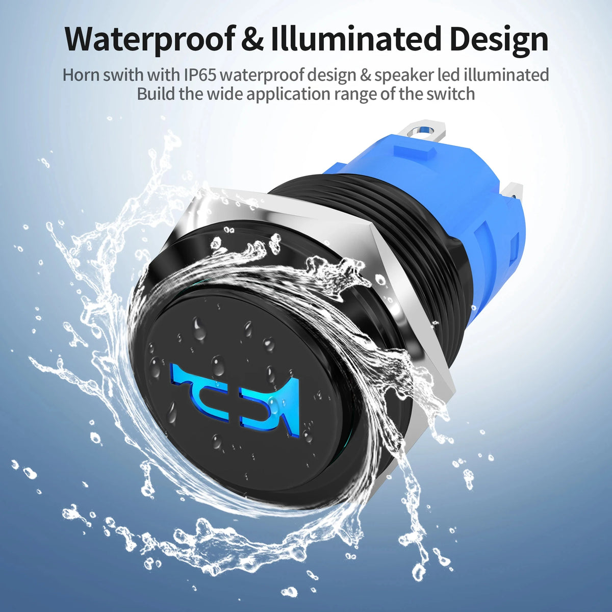 12V Horn Button with LED, Waterproof, Push to Honk