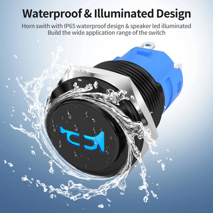 12V Horn Button with LED, Waterproof, Push to Honk