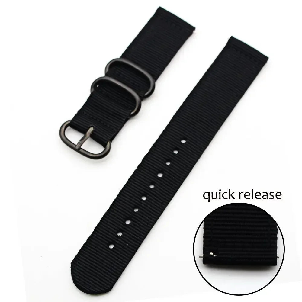 Black nylon strap and quick-release spring bar detail for COROS – BandsCo Straps