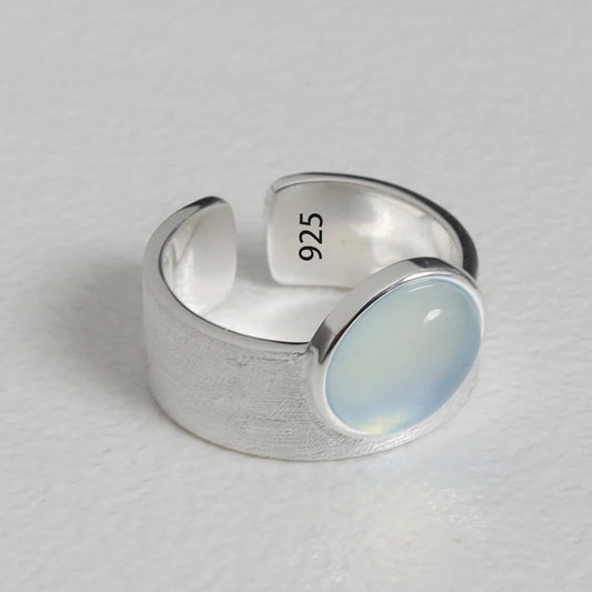 Simulated Moonstone Ring, Adjustable, 925 Sterling Silver, photo 1