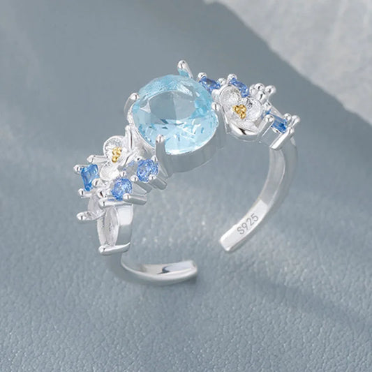 Simulated Moonstone Moon and Star Ring, Adjustable, 925 Sterling Silver, photo 1