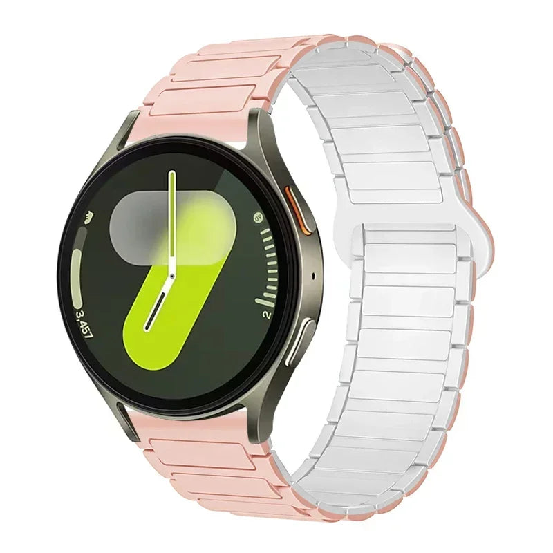 Polar Ribbed Magnetic Silicone Loop Band — Pink / White