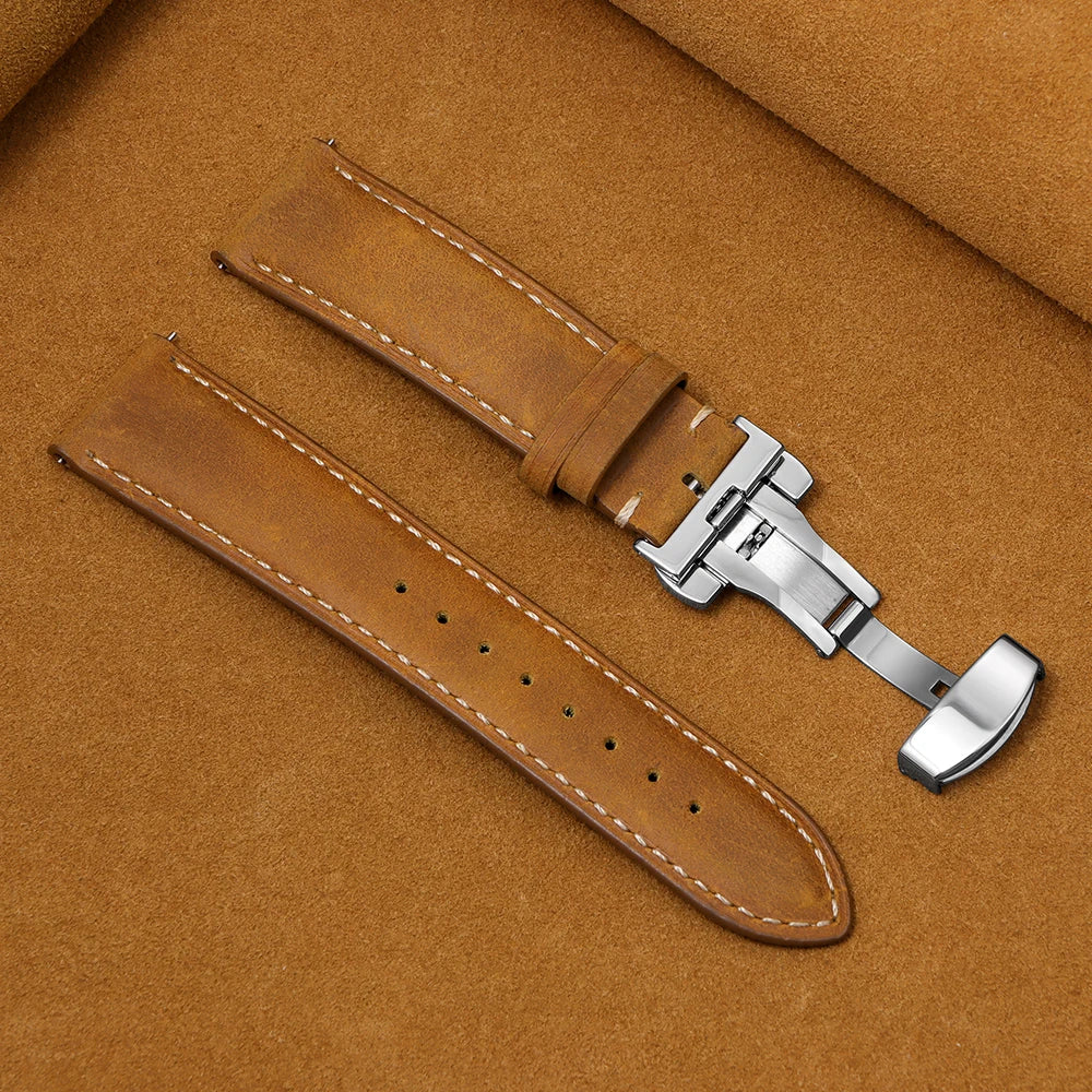 Calfskin Butterfly Clasp Band in Tan