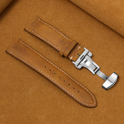 Calfskin Butterfly Clasp Band in Tan