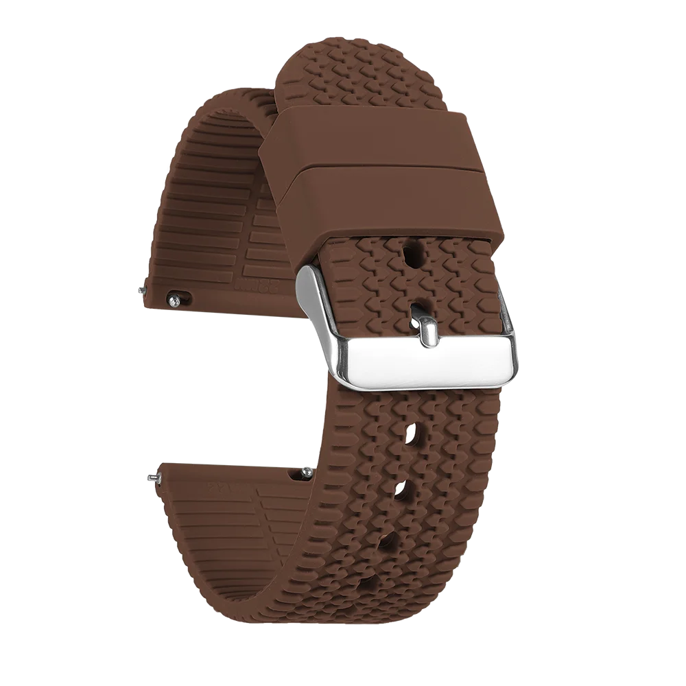 Tread Pattern Silicone Band in Brown