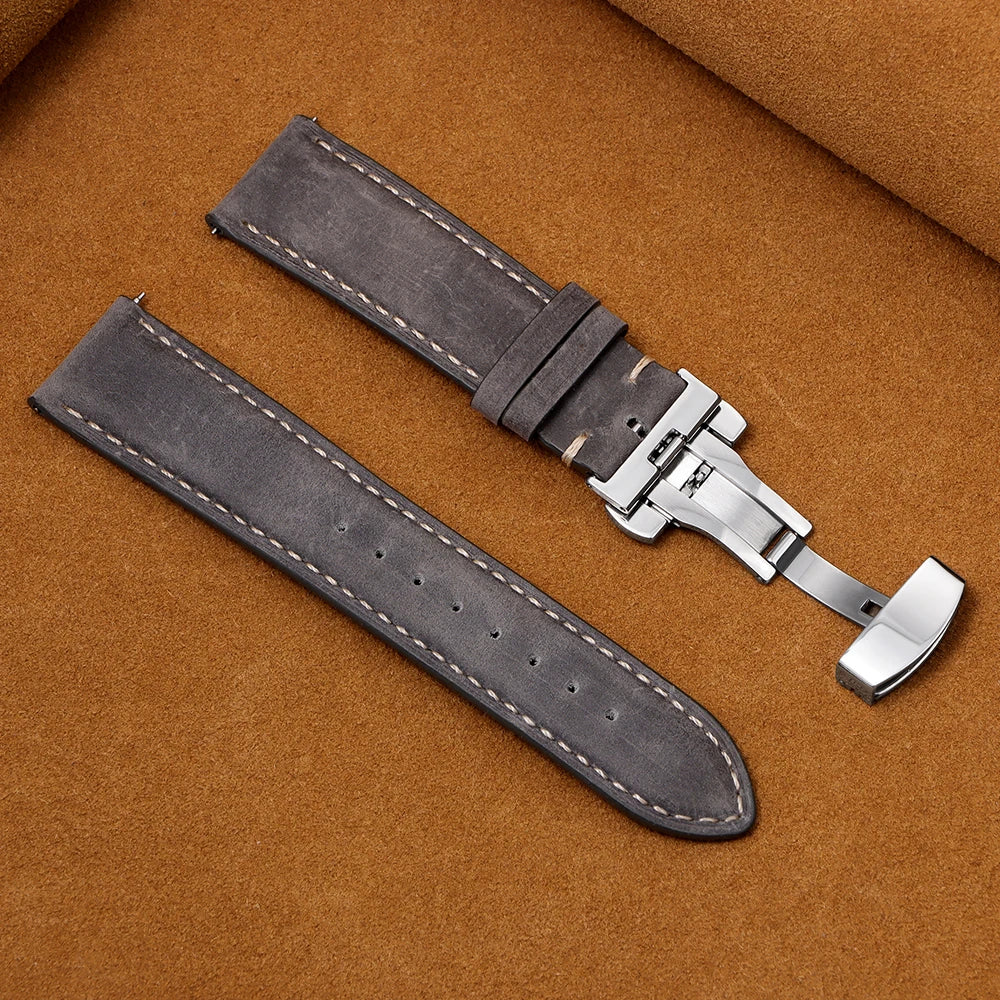 Calfskin Butterfly Clasp Band in Gray
