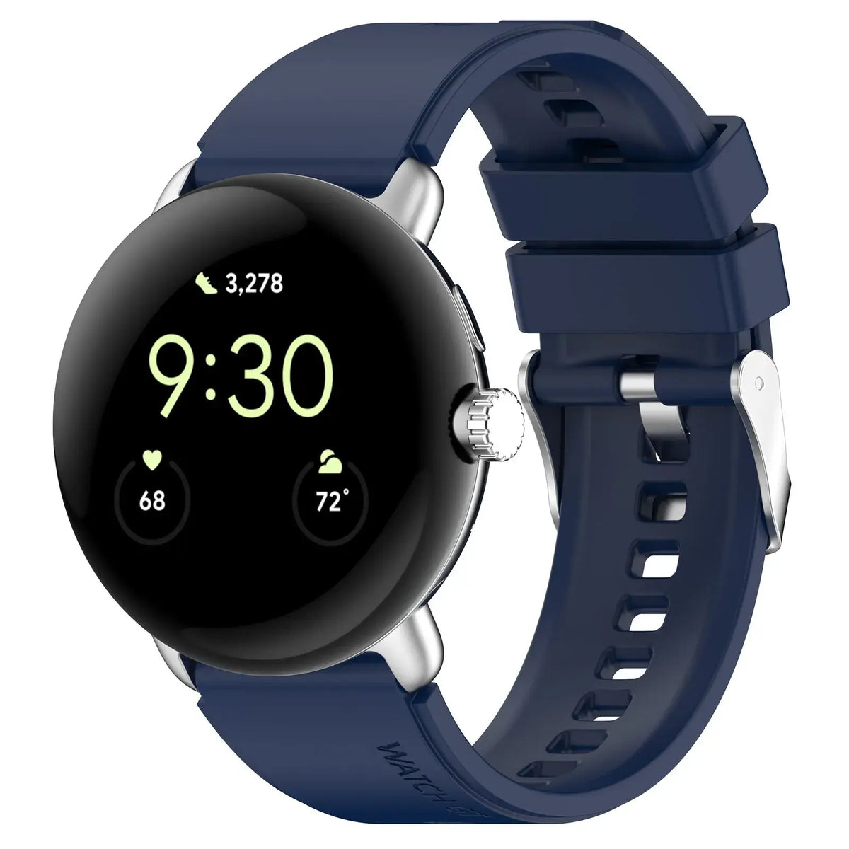 Navy blue silicone Pixel Watch buckle band