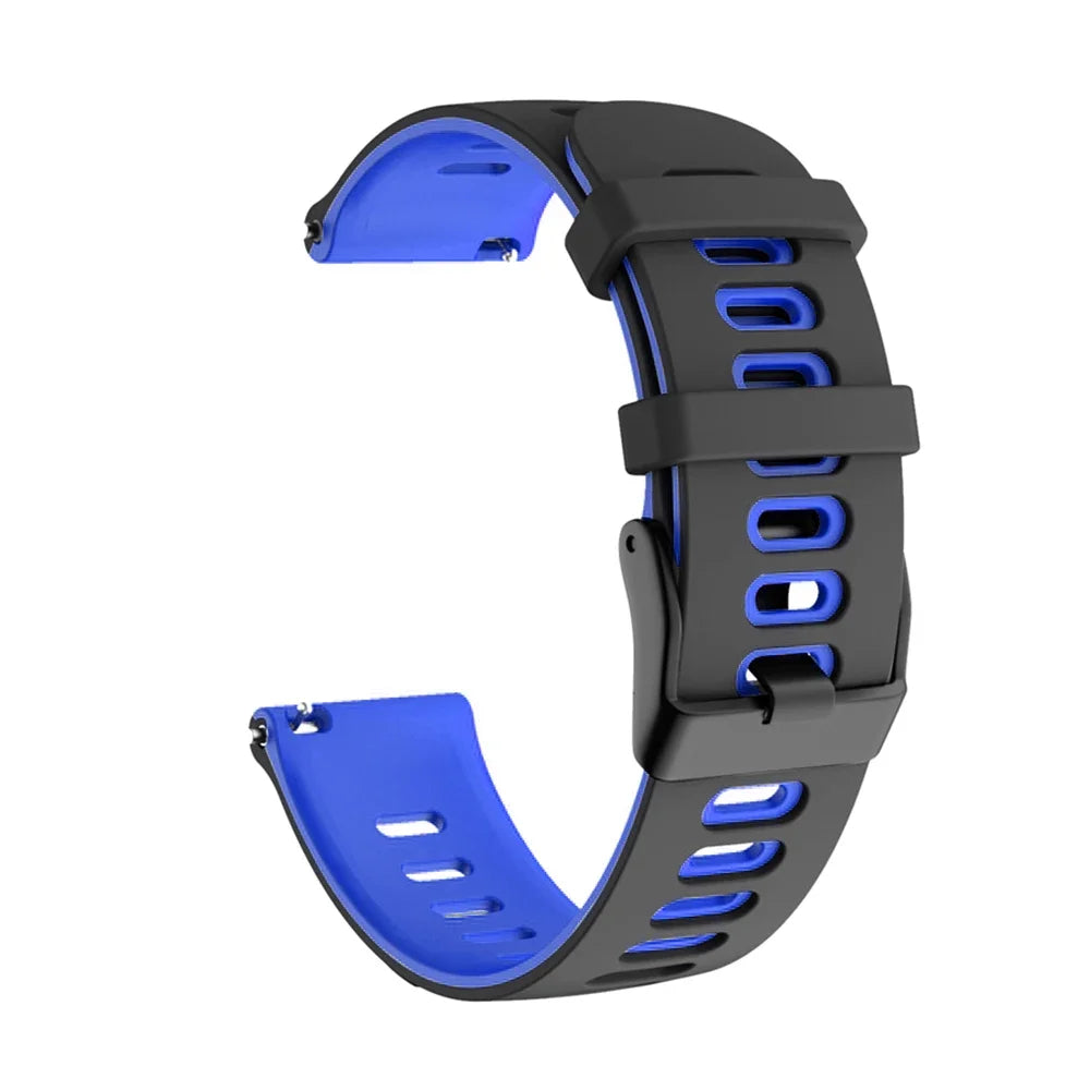Polar Two-Tone Silicone Watch Band with Rectangular Holes — Black / Blue