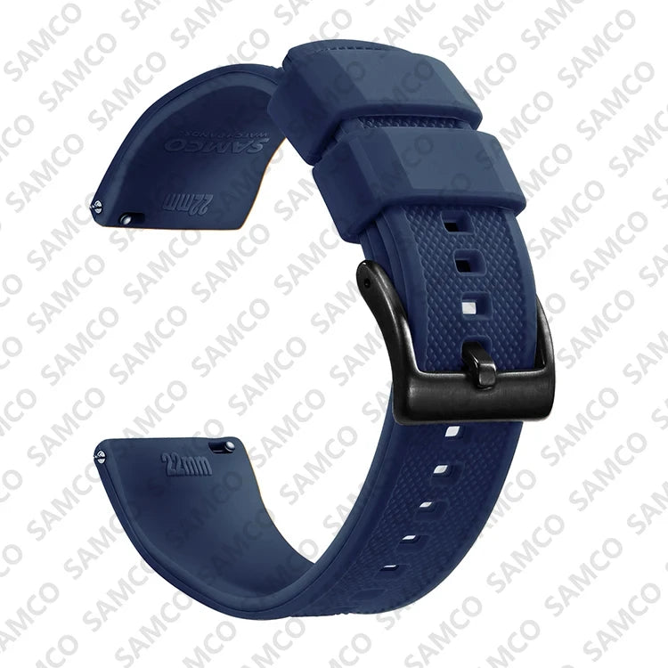Motorola Moto Textured Silicone Band with Buckle Choices — Navy Blue / Black Buckle