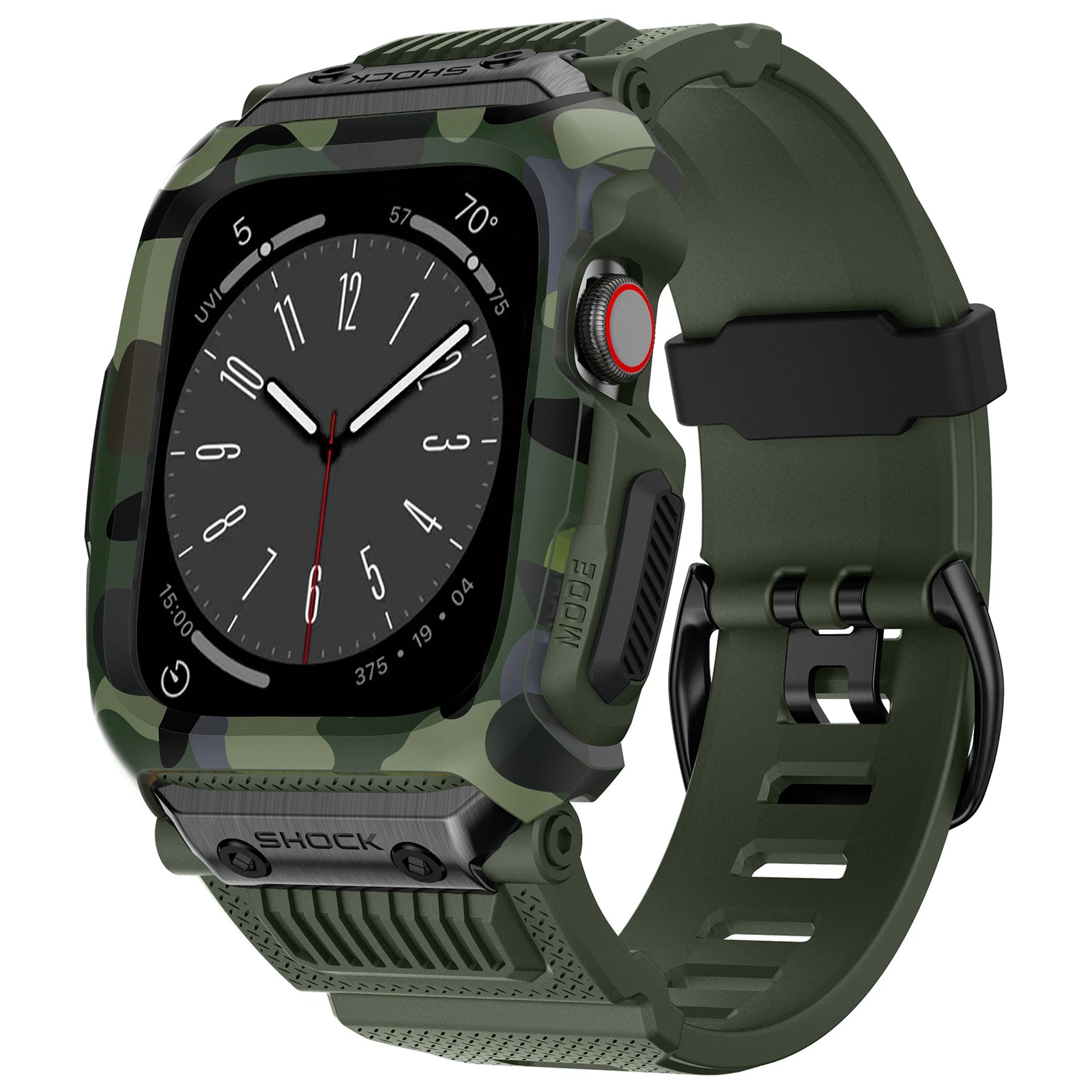 Apple Watch Camouflage Rubber Strap, waterproof and durable band for active lifestyle, comfortable and flexible fit.