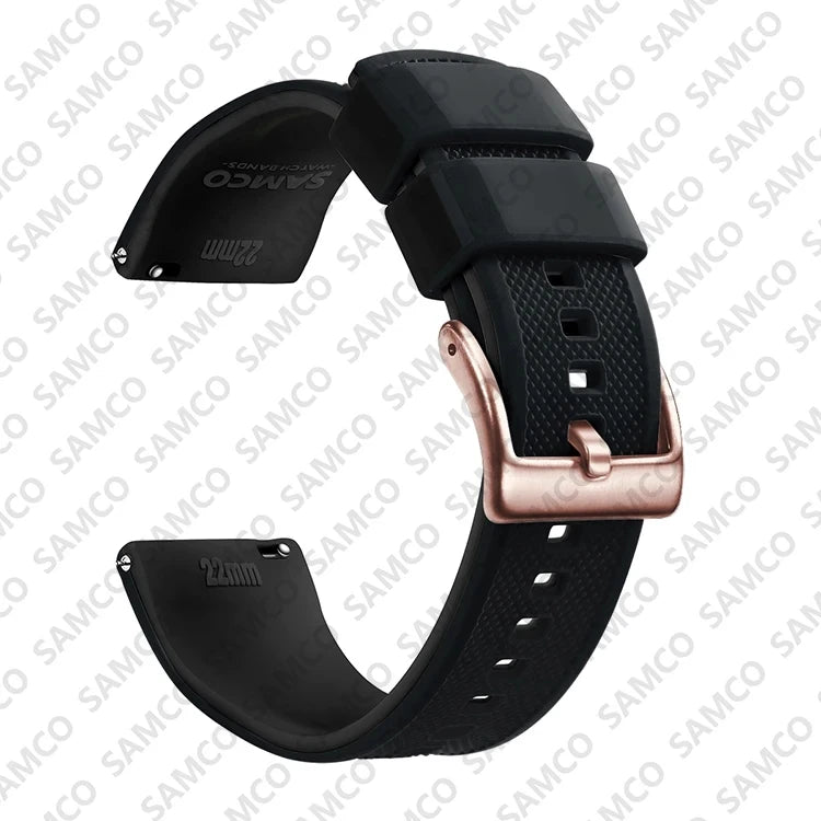 Polar Textured Silicone Band with Buckle Choices – Black / Rose Gold Buckle