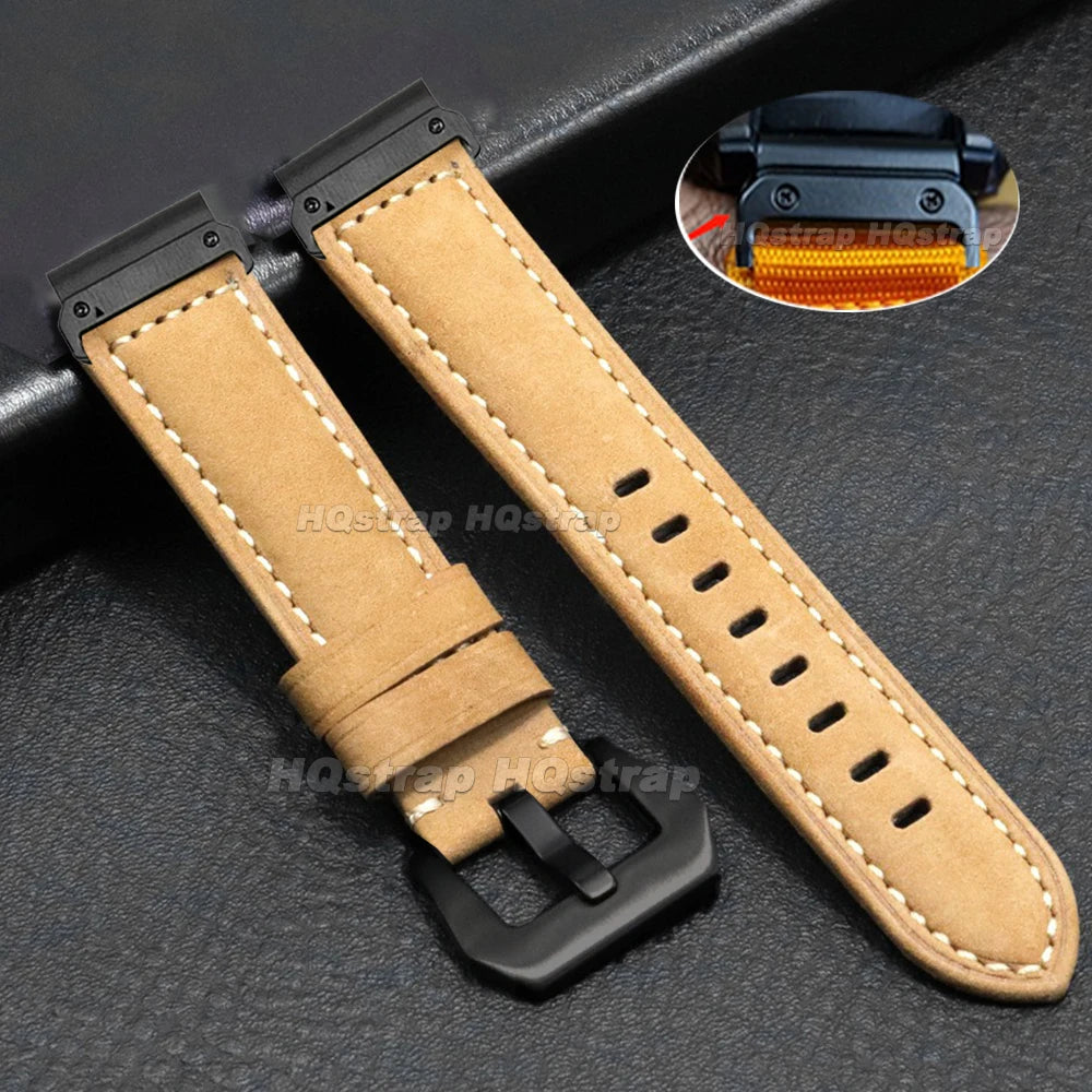Garmin QuickFit Vintage Leather Band in Tan / Black