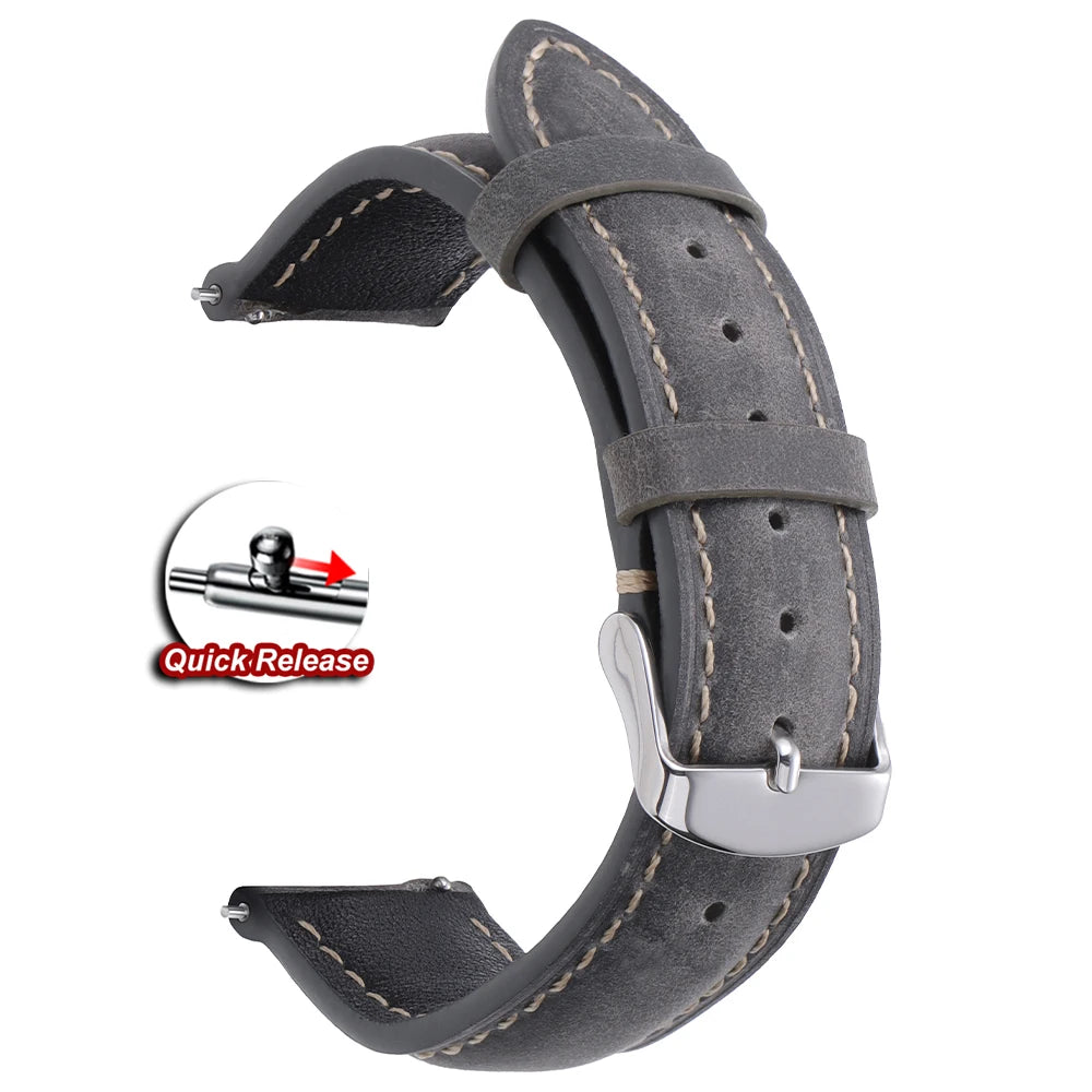 Vintage Stitched Leather Band in Gray