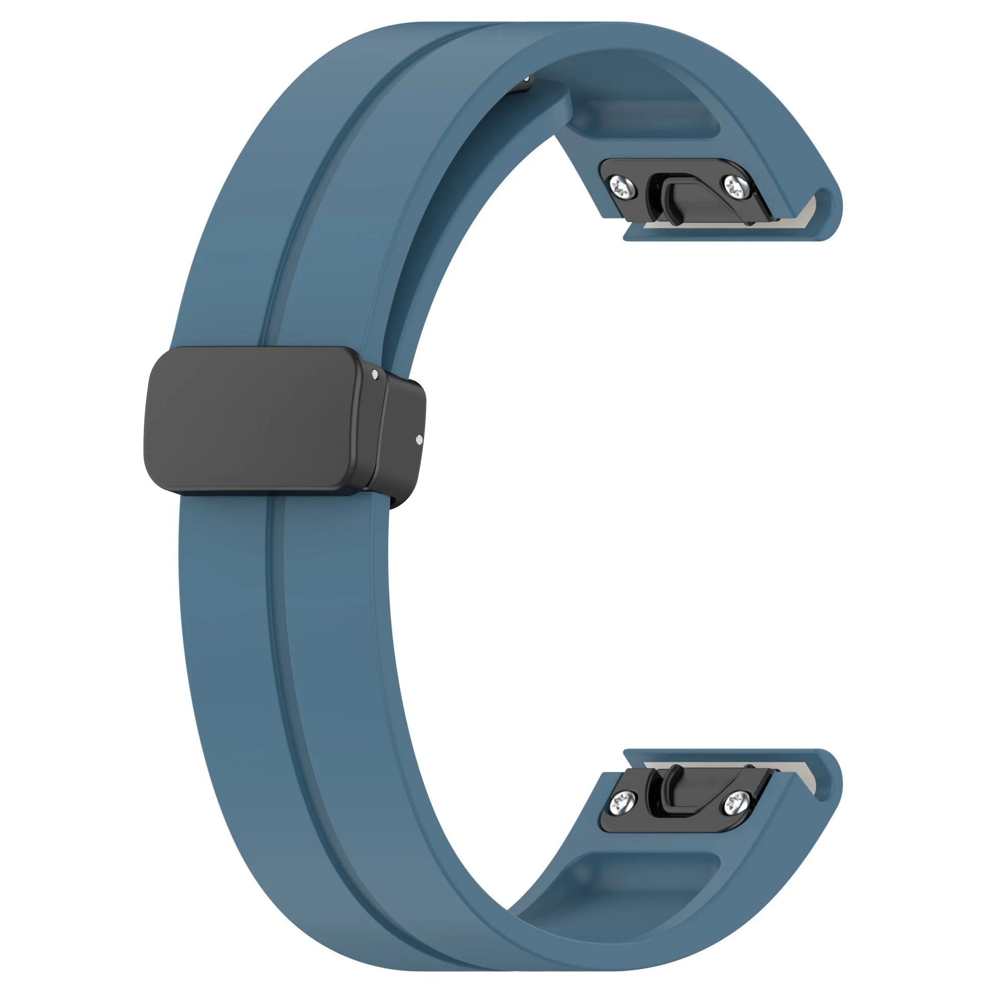 Garmin silicone smartwatch band in blue, durable replacement strap designed for comfort and easy adjustment.