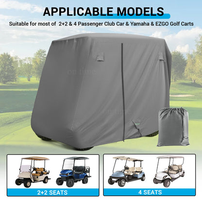 Heavy Duty Golf Cart Cover for 2+2 and 4 Passenger Carts, 600D