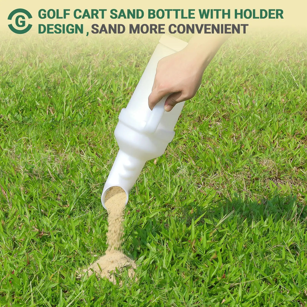 Golf Cart Sand Bottle with Rattle-Proof Holder, Divot Filler